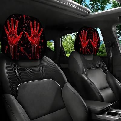 2 copri poggiatesta per auto con impronta di mano insanguinata di Halloween, protezione universale elastica per cuscino poggiatesta, copri poggiatesta lavabile per sedile auto, SUV, berlina, furgone,