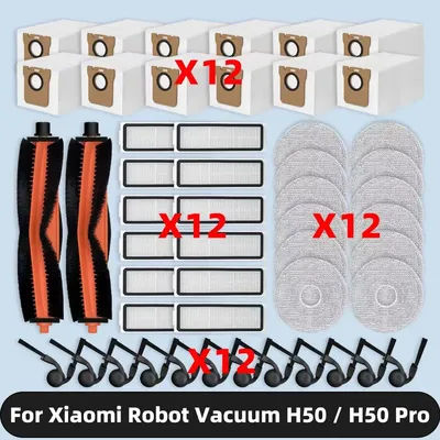 Compatible For ( Xiaomi Robot Vacuum H50 / H50 Pro ) Spare Parts Accessories Main Side Brush HEPA Filter Mop Cloth Dust Bag
