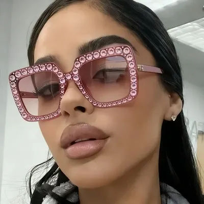 Lunettes de soleil rétro en cristal et diamant, surdimensionnées, carrées, unisexes, mode européenne et américaine, lunettes à strass