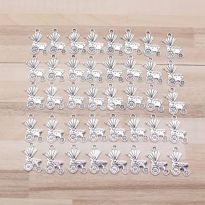 IFOCUS 40pcs/Lot Baby Carriage Charms For DIY Jewelry Making Zinc Alloy 12x19mm/0.47x0.75inch