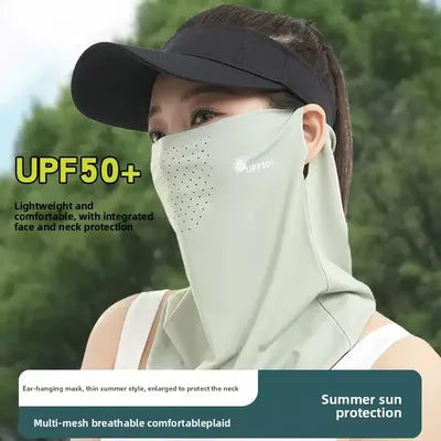 Masque de protection solaire en soie glacée pour femmes cyclistes, protection UV pour le cou, pare-soleil sensible au froid et couverture respirante