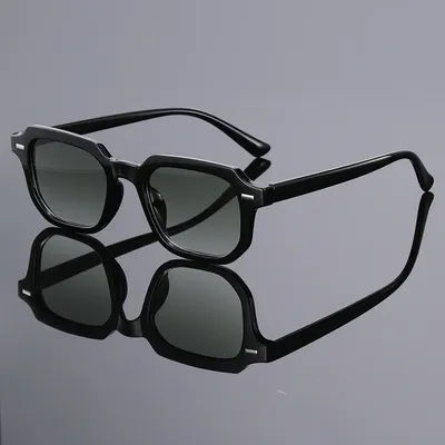 Lunettes de soleil rétro carrées étroites à rivets, protection UV, style Y2K, pour hommes, tendance, pour le quotidien, les voyages et les activités de plein air.