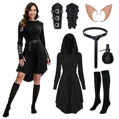 Set Retrò Vintage Medievale Rinascimento Vestito Cintura in Vita Set di accessori con accessori Lunghe Arciere Fata Ranger Costume Per donna Fantasia Halloween Carnevale LARP Fiera Rinascimentale