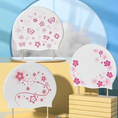Bonnet de bain en silicone imprimé floral pour femme, bonnet de natation pour adulte, protection des oreilles, cheveux longs, accessoires de piscine, grande taille