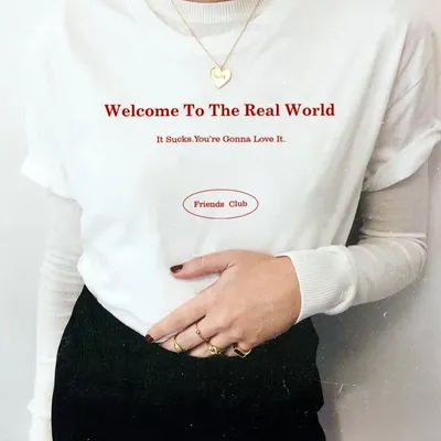 Bienvenue dans le monde réel lettres impression rue mode t-shirts femme col rond décontracté couverture en coton été à manches courtes t-shirts