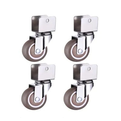 4Pcs 2-Inch Soft Rubber Swivel Casters U Bracket Wheels Cabinet Clamp Furniture Casters for Crib Furniture Hardware Fittings