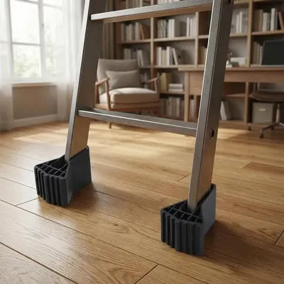 4Pcs Non-slip Ladder Feet Rubber Pads Foot Covers Furniture Mat Leg Chair Replacement Protectors Cover Black Anti Slip Pads.