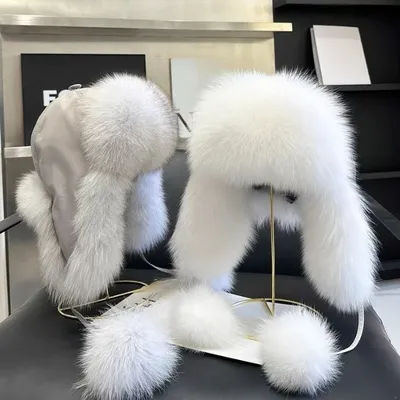Chapeau d'hiver pour femme en fausse fourrure de renard, chapeau Ushanka chaud et moelleux avec rabats pour les oreilles, idéal pour les températures extérieures froides