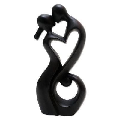 Everlasting Kiss II,'Hand Carved Suar Wood Sculpture'
