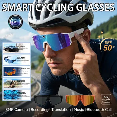 2026 New 4K HD AI Smart Cycling Glasses Men 800MP Camera Goggle BT Call AI Translation Voice Assistant Control Sunglasses Women
