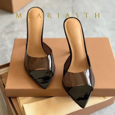 2025 nouvelles sandales à talons hauts pour femmes d'été pantoufles transparentes à talons hauts Stiletto bout pointu sandales à talons hauts à enfiler