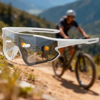 Men Women Photochromic Cycling Sunglasses for Outdoor Sports MTB Bike Running Motorcycle Windproof Big Lens Eyewear