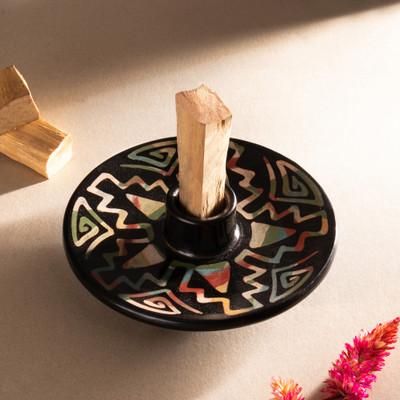 Ancestral Constellation,'Handcrafted Geometric Round Ceramic Palo Santo Burner'