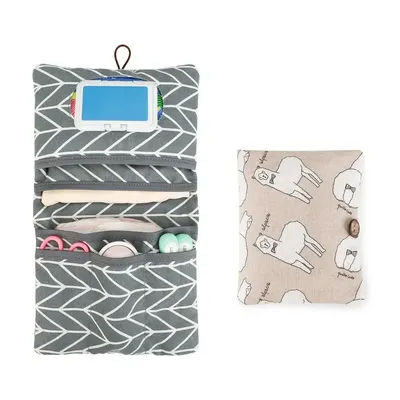 Cartoon Pattern Baby Diapers Storage Pouch Portable Multi-Compartment Baby Toiletry Organizers Large Capacity Reusable