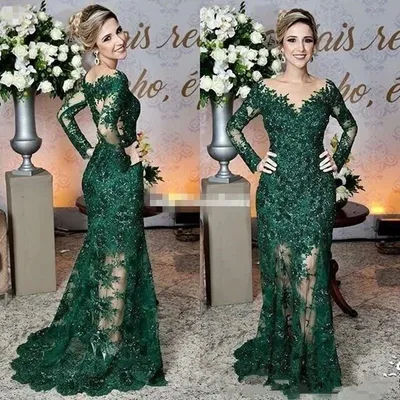 Robe de mariée en dentelle, vintage, vert foncé, slim, dos nu, col en V, nouvelle collection 2023