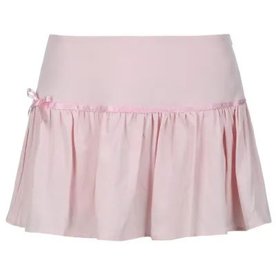 Jupes pour femmes à taille haute, jupes mini à volants, jupes courtes roses Y2k, vêtements d'été