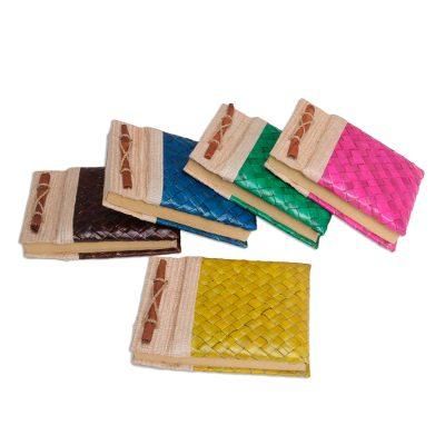 'Set of 5 Colorful Hand-Woven Pandan Leaf Journals from Bali'