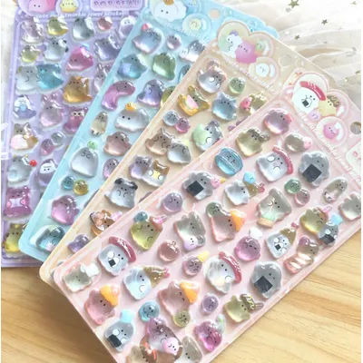 2/4sheets Cute Transparent 3D Seal Stickers - Adorable Decor for Journals, Phones & DIY Crafts Embossed Crystal 3D Stickers