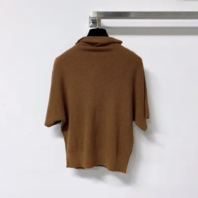 2026 Haut en tricot de haute qualité pour femmes, col haut superposé, manches mi-longues style chauve-souris--hb813