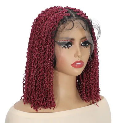 13x4 Lace Synthetic Wig for Women Short Bob Wig with Baby Hair in Front Glueless Crochet Braided Wig Transparent Lace