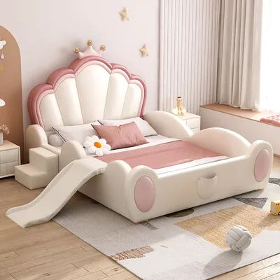Simple European Bed Queen Bedroom Luxury Castle Storage Bed Sleeping Platform Princess Safe Letto Matrimoniale Trendy Furniture