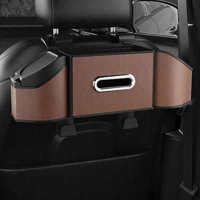 Organizer e contenitore portaoggetti per auto, contenitore multifunzionale per schienale del sedile auto con porta fazzoletti e 2 portabicchieri. ganci per borse, organizer per sedile posteriore auto