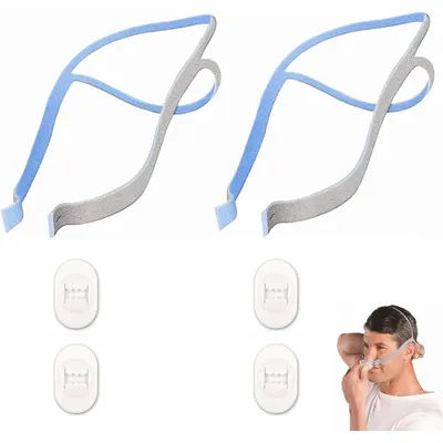 1PCS Replacement Headgear Compatible with AirFit P10 Adjustable Straps with 4 Clips for Nasal Pillow CPAP Mask