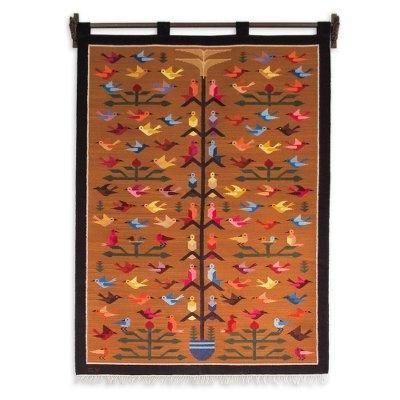 Tree of Happiness,'Unique Tree of Life Bird Tapestry from Peru'