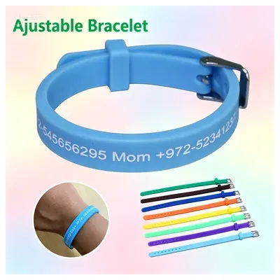 Adjustable Custom Bracelets Engraved Phone Number Bangles Autism Kids Wristband Anti-Lost Bands DIY Gift for Lover