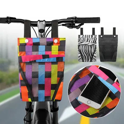 1/2pcs Bicycle Storage Bag Detachable Basket Front Handle Large Capacity Pocket Bicycle Motorcycle Mobile Phone Bag Accessory