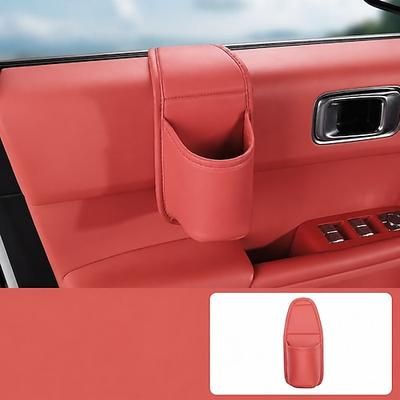 Tasca portaoggetti in pelle per portiera auto - doppio scomparto, fodera in flanella antigraffio, adesivo senza residui, per organizzare le chiavi telefono, mantiene in ordine gli interni dell'auto,