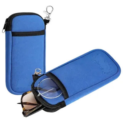 Étui à lunettes souple portable avec fermeture éclair et mousqueton, étui à lunettes de soleil, pochette à fermeture éclair pour lunettes, sac de protection pour lunettes