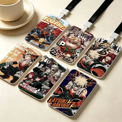 Anime B-Bakugo Katsuki – pochette pour cartes coulissantes sans contact NFC, pour cartes d'étudiant, cartes de bus, cartes d'identité et permis de travail
