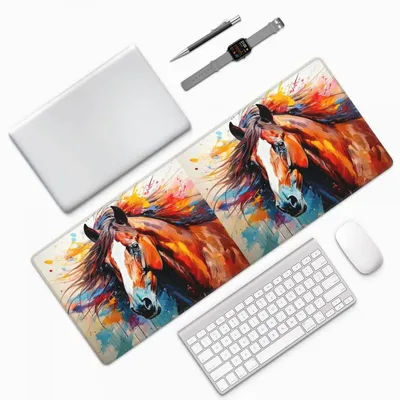 Tapis de Souris Artistique Grand Format Motif Cheval, Tapis de Bureau pour Ordinateur, Clavier, Souris, Gaming, PC, Ordinateur Portable, Accessoires de Bureau, Tapis de Table