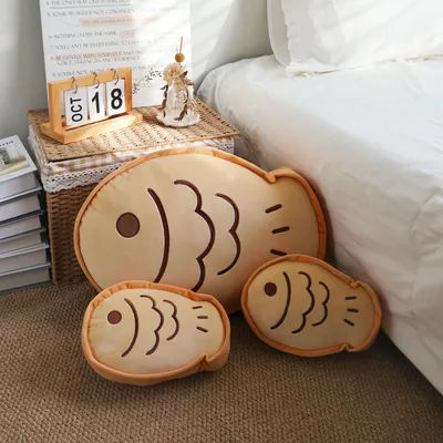 Very Soft Taiyaki Plush Toy Cartoon Cookie Fish Plushies Huggable Stuffed Animal Doll Throw Pillow Home Decor Sofa Bed Gift Girl