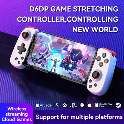 D6DP Wireless Stretching Gaming Controller for Switch/PC/iOS/Android Bluetooth Dual Vibration Game Controller with TURBO