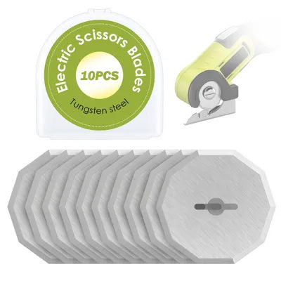 10Pcs Cordless Electric Scissors Blade for RC2600K/RC2601/RC2602 Tungsten Steel Rotary Blade Replacement Leather Carpet Sewing