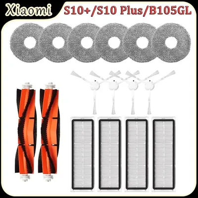 For Xiaomi S10+/S10 Plus/B105GL Robot Vacuum Accessories Main Brush HEPA Filter Side Brush Mop Cloth Replacement Parts