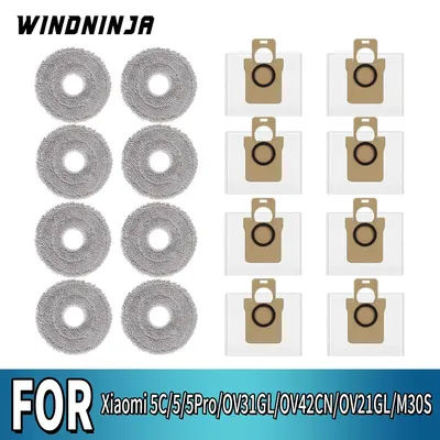 For Xiaomi Mijia 5C 5 5Pro OV31GL OV42CN OV21GL M30S Robot Vacuum Mop Cloths Dust Bag Accessories Washable Replacement Part