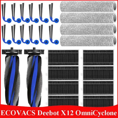 For ECOVACS Deebot X12 OmniCyclone Robot Vacuum Accessories Main Side Brush Hepa Filter Roller Mop Parts