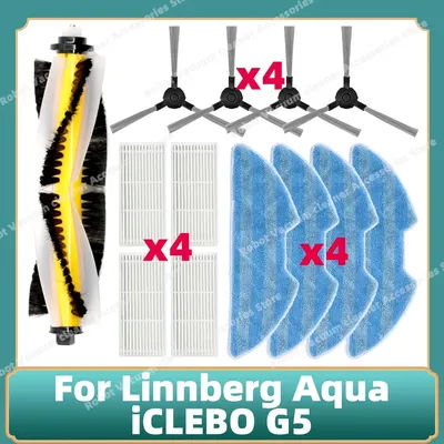 Compatible For Linnberg Aqua / iCLEBO G5 Robot Vacuum Cleaner Main Side Brush Hepa Filter Mop Cloth Accessories Parts