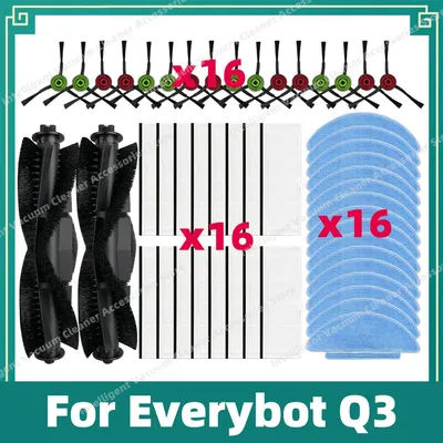 Replacement Accessories Compatible for Everybot Q3 Robot Vacuum Cleaner Spare Parts Main Side Brush Hepa Filter Mop Cloth