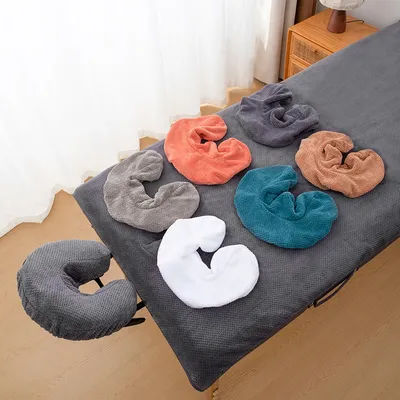 2Pcs Beauty Bed U-Shaped Face Pillow Covers, Removable and Washable, Flexible Replacement for Beauty Salons/Facial Care Client Rooms, Hygienic and Convenient, Elastic Band Design, Pineapple Pattern Coral Fleece Material, Soft and Breathable.