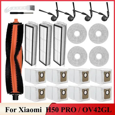 Accessories Fit For Xiaomi H50 PRO/OV42GL Robot Vacuum Cleaner, Main Brush, Side Brush, Mop Cloth, Hepa Filter, Spare Parts