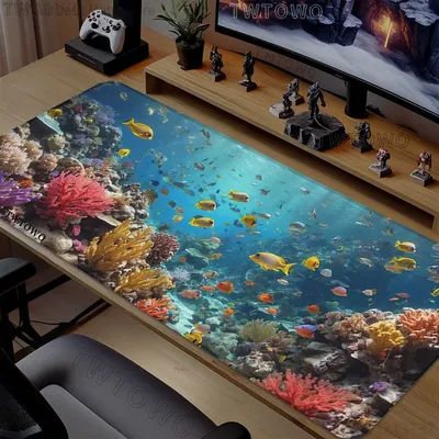 Tapis de Souris Gamer XL Monde Sous-Marin, Grand Tapis de Souris XXL pour Ordinateur et Maison, Tapis de Jeu en Caoutchouc Naturel pour Ordinateur