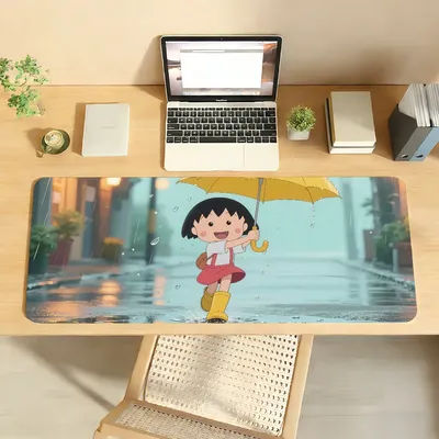 Tapis de souris en caoutchouc antidérapant pour ordinateur portable, dessin animé Chibi M-Maruko, tapis de souris pour joueurs, décoration de bureau