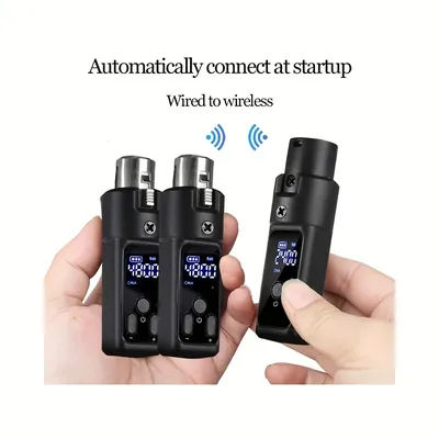 Système de microphone XLR sans fil 2,4 GHz – Adaptateur émetteur et récepteur rechargeable pour appareil photo reflex numérique/table de mixage/haut-parleur PA