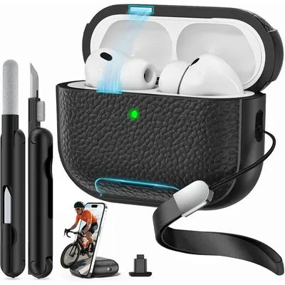 Nouvel étui de luxe 2026 avec couvercle magnétique et support de téléphone pour Apple AirPods Pro 3 – Étui pour écouteurs pour hommes et femmes