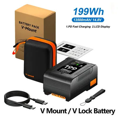 PALO BP-199 13500mAh Mini V Mount Batterie 65W Charge Rapide avec Écran OLED pour Caméra Moniteur Vidéo Lumière Smartphone Ordinateur Portable