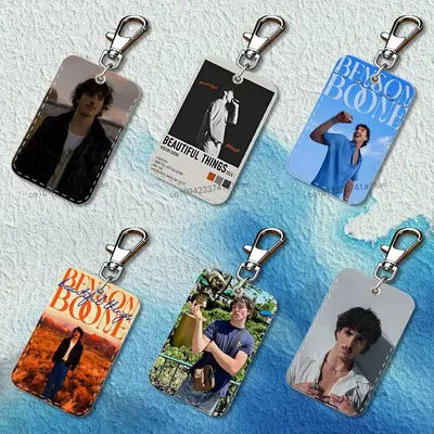Étui à cartes rectangulaire en cuir Beautiful Things B-Benson B-Boone, porte-cartes, porte-clés, porte-clés de transport